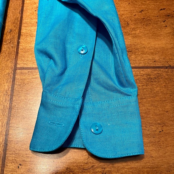Westbound Petite 100% Linen Blue Button Front Top Women's Sz PL S1055-01 - Picture 7 of 11